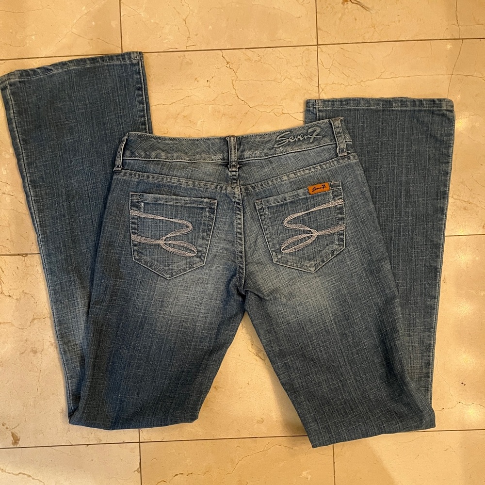 Seven7 Blue Boot Cut Jeans Classic Style - Picture 2 of 3